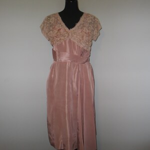 Vintage Dress 1940s 1950s-Shimmery Rose Pink Formal Party Cocktail DressMother of BrideBridesmaid DebutanteProm image 3