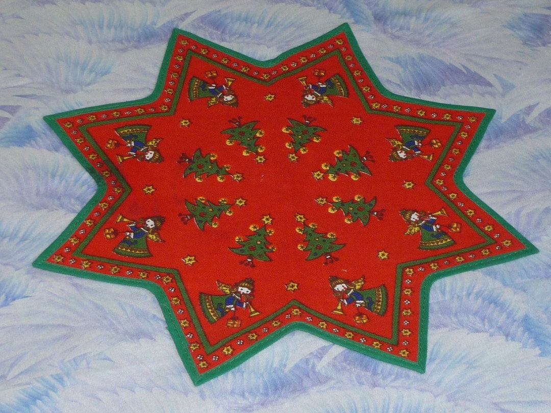 Vintage Folk Art Star Doily Candle Mat KOLF Austria Christmas Angels ...