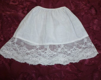 Antique DOLL Petticoat Skirt Slip Alencon Lace Victorian Edwardian Vintage circa 1900s Petticoat German French Doll Clothes