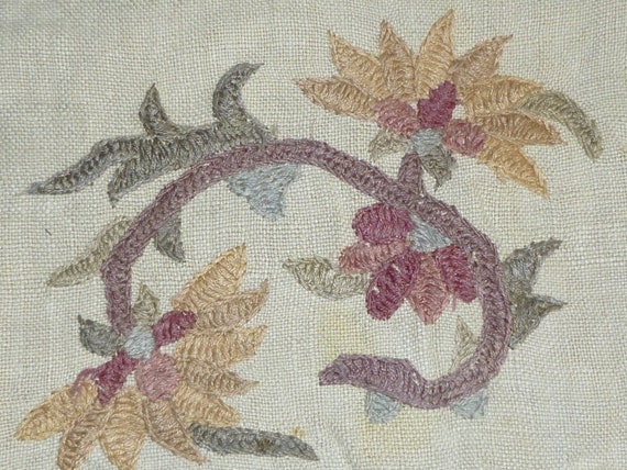 ANTIQUE Victorian Purse Edwardian Linen Jacobean … - image 3