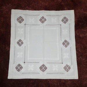Lindo centro de renda Hardanger para guardanapo, antigo, vintage, norueguês, renda Hardanger, bordado à mão