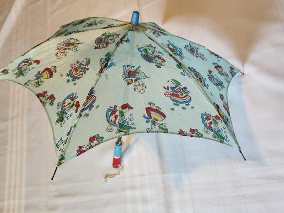 Cute Vintage Childrens Umbrella Doll Parasol Antique Fashion Doll Child Umbrella Rayon Canopy 22" French German Doll