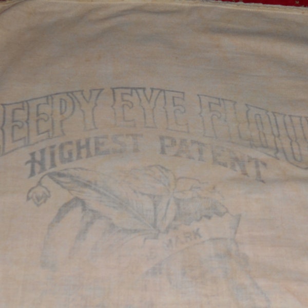 Vintage Floursack SLEEPY EYE Milling Company Antique Full Flour Sack Cotton Fabric Original 31 x 32" Quilt Sewing home decor