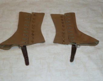 Antique Victorian EDWARDIAN Spats Period Costume Womans Wool Felted Shoe Boot GAITERS c1900s-Steampunk