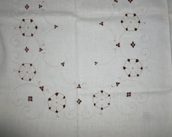 素晴らしいヴィンテージ マデイラ バンケット テーブルクロス 手刺繍レース 100 x 60