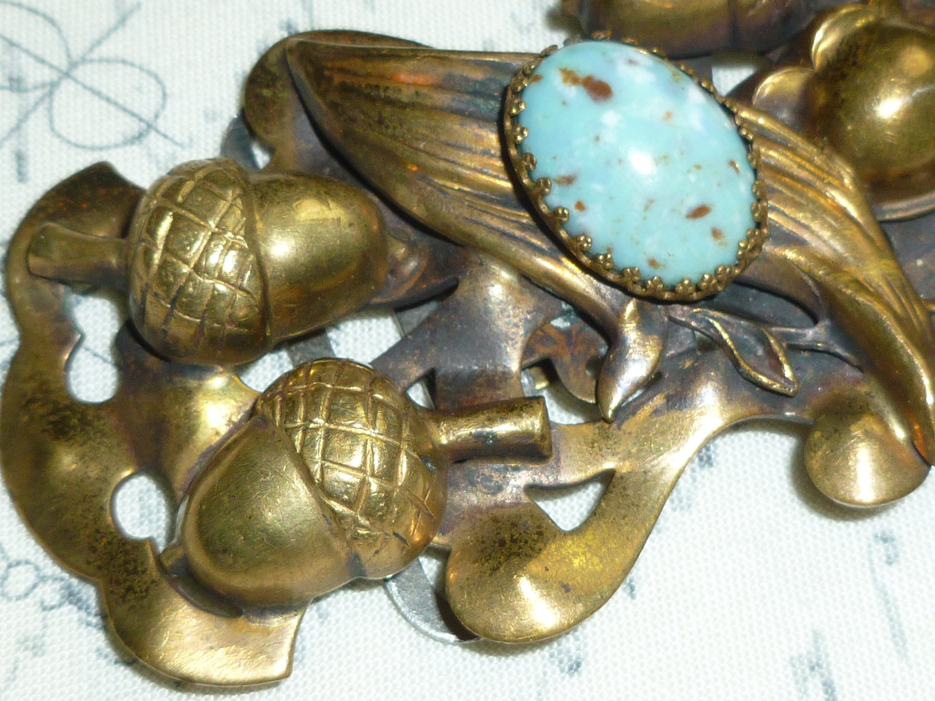 Large Art Nouveau Turquoise Belt Sash Buckle, Victorian Era 