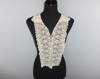 Antique Lace Collar / Embroidered Net Valenciennes Lace / Collar / Dress Front / Vintage Lace