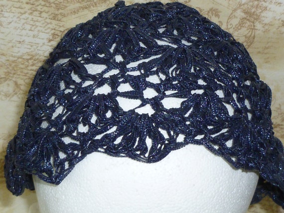 Classic Chic Vintage Lace Straw Hat Antique Navy … - image 6
