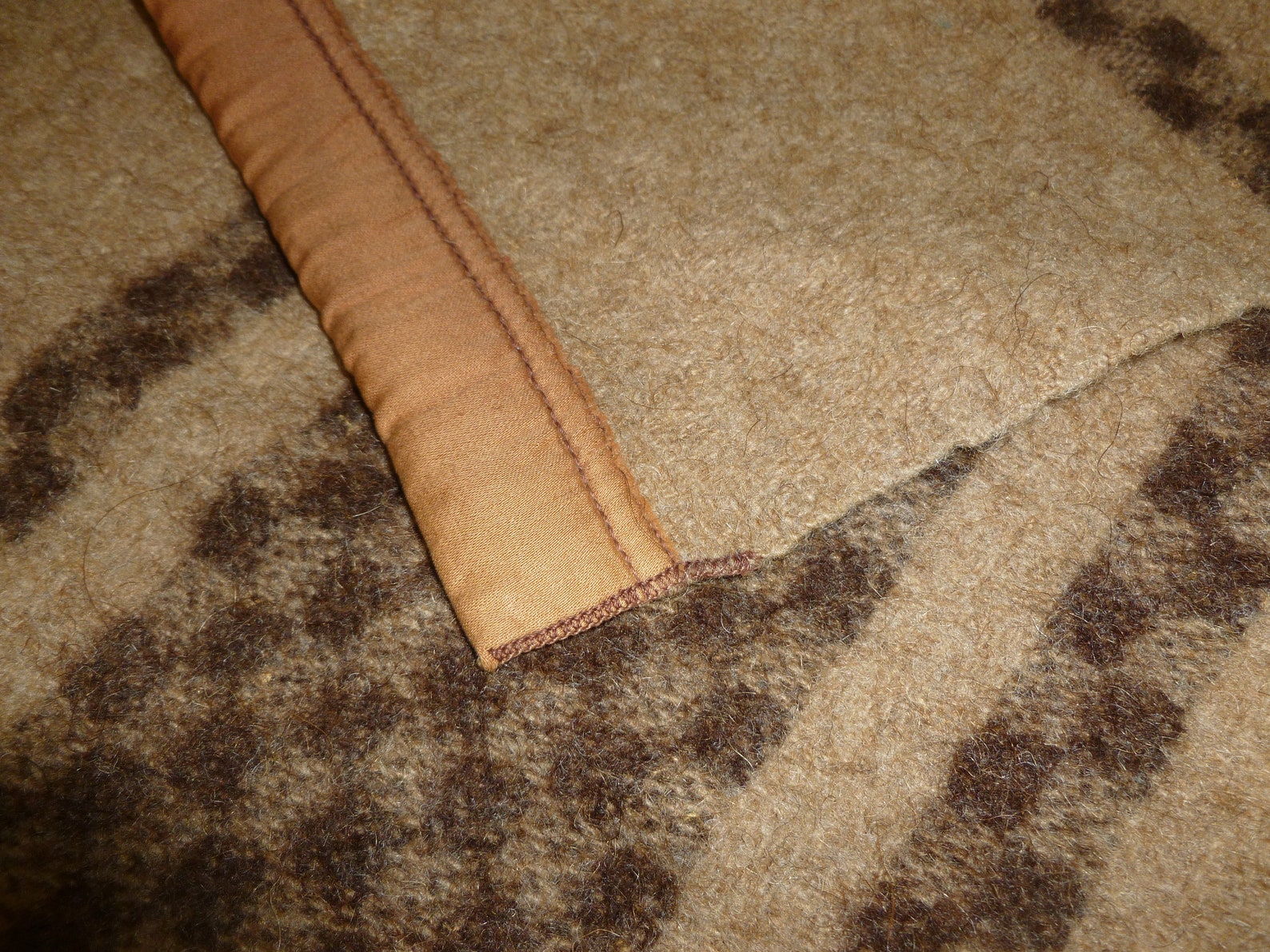 Antique Camel Hair Blanket Vintage tan brown wool checkerboard Etsy