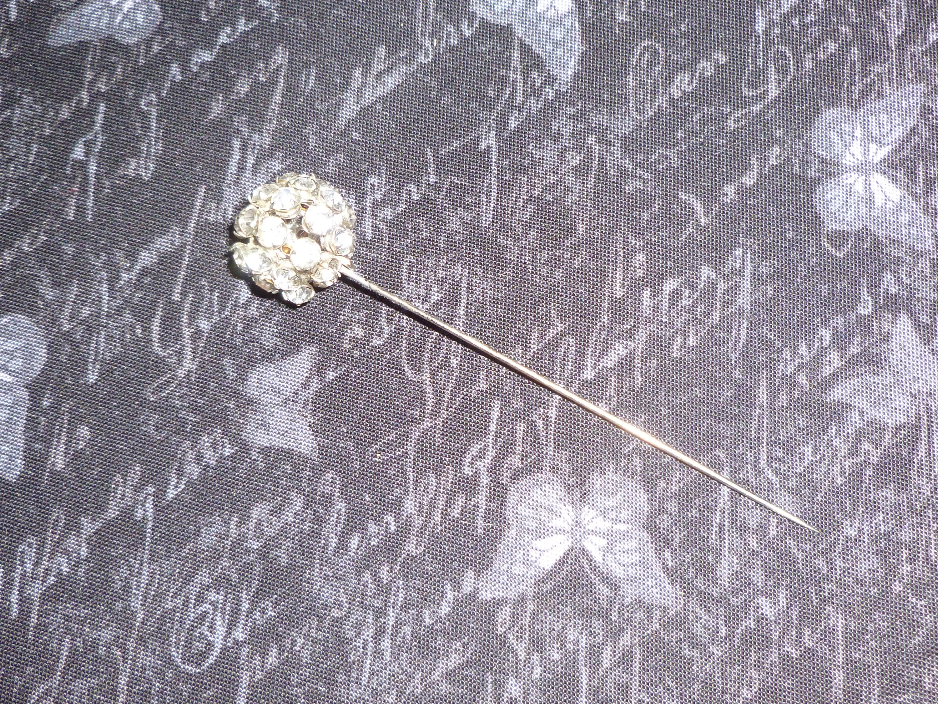 Antique HAT PIN Victorian Rhinestone Round Hat Pin-crystal