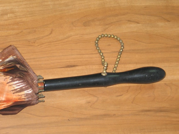 Vintage Umbrella / Parasol / Carved Wooden Handle… - image 4