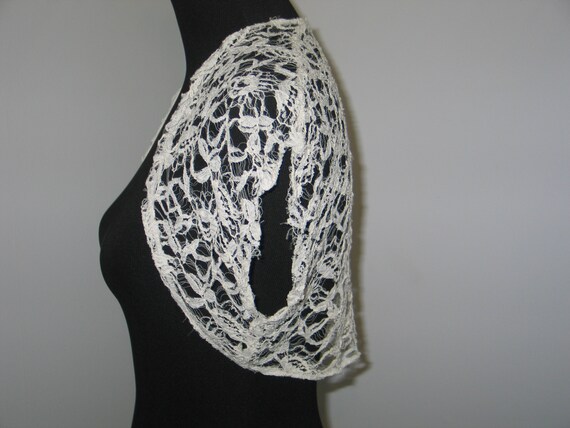 Antique Lace Collar Capelet Jacket Flower Lace Mo… - image 7