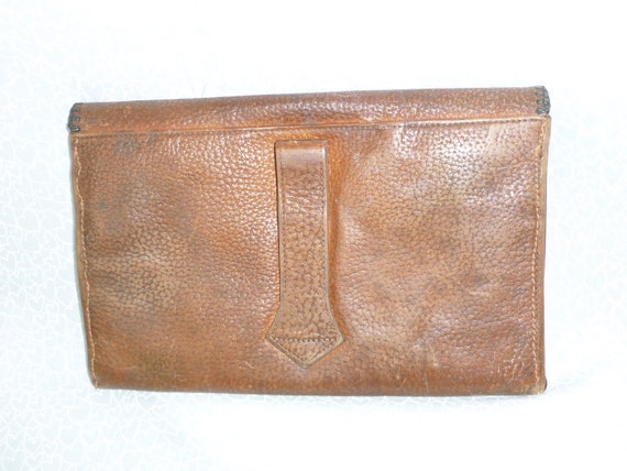 Antique Art Nouveau Envelope Purse Tooled Leather… - image 10