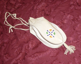 Antique Reticule Purse Marble Bag Wristlet Hand Beaded Vintage Kid Leather