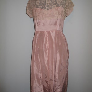 Vintage Dress 1940s 1950s-Shimmery Rose Pink Formal Party Cocktail DressMother of BrideBridesmaid DebutanteProm image 6