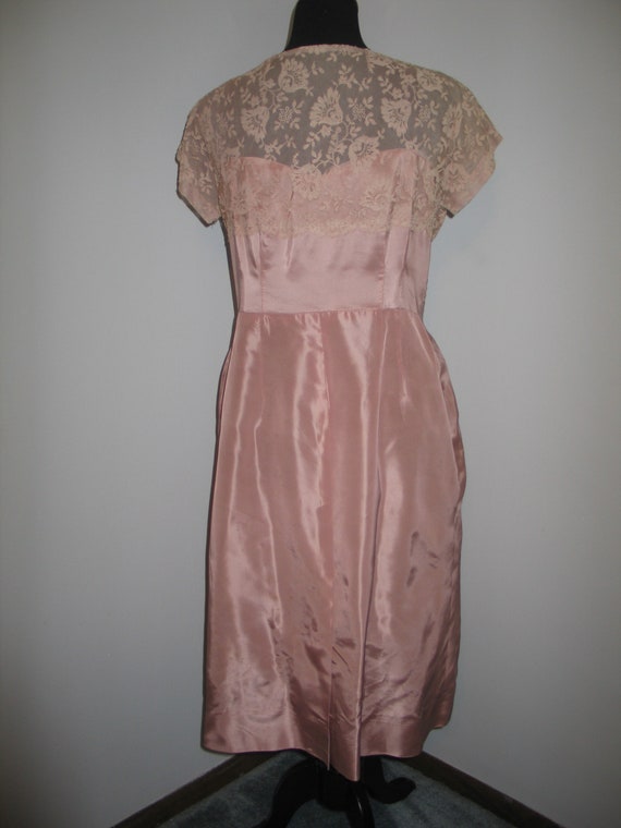 Vintage Dress 1940s 1950s-Shimmery Rose Pink Form… - image 6