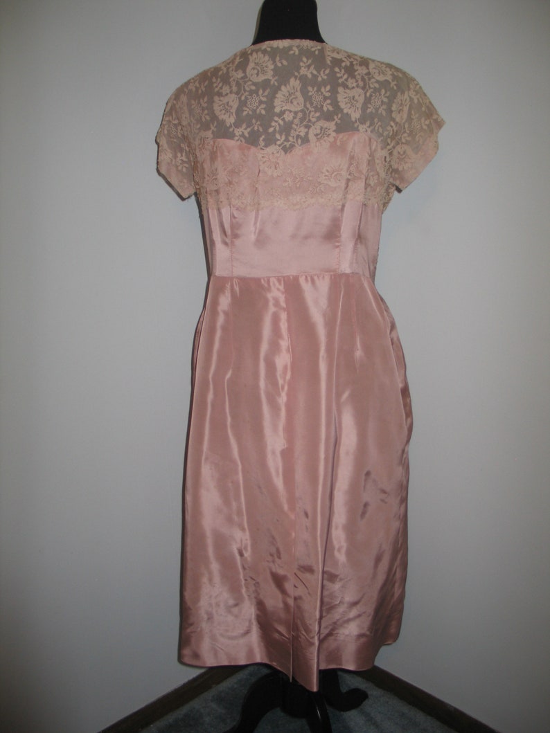 Vintage Dress 1940s 1950s-Shimmery Rose Pink Formal Party Cocktail DressMother of BrideBridesmaid DebutanteProm image 6