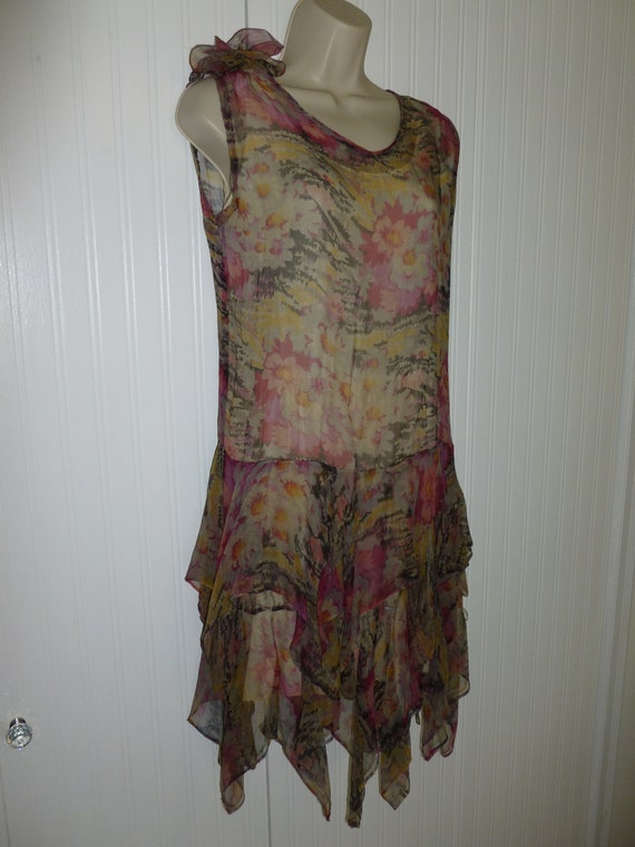 Antique 1920s Flapper Dress French Gatsby Floral … - image 2