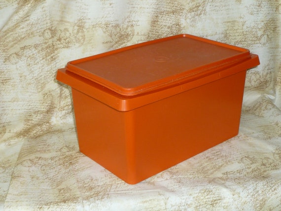 Large Canister Vintage Tupperware 1970s Orange Bread Box Keeper Canister 