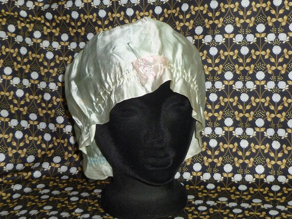 Antique Boudoir Night Cap Silk Vintage Edwardian … - image 3