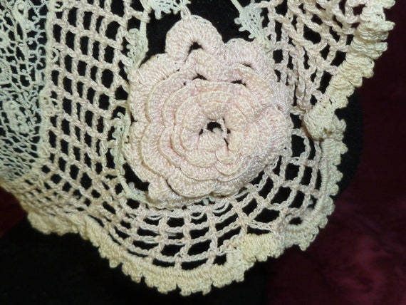 Antique Baby Doll Bonnet Handmade Irish Crochet B… - image 4