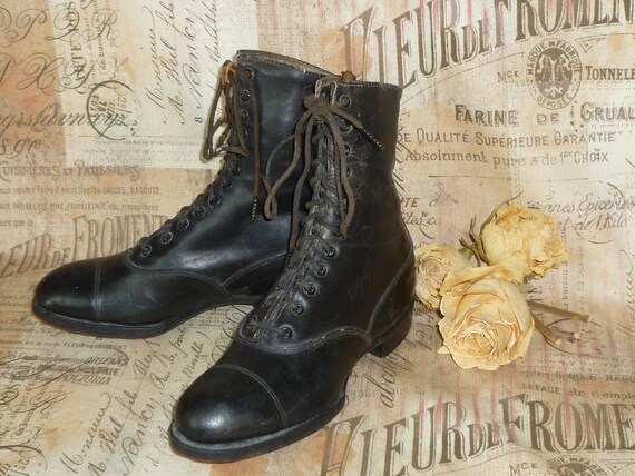 Antique Edwardian Boots-Antique Victorian Lace Up