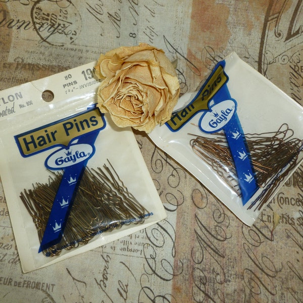 Pair of vintage Hair Pins GAYLA Hair Curlers- Invisible Curlers Orig Pkg-UNUSED NOS-Pin Curls-Film Noir-Flapper Fashion