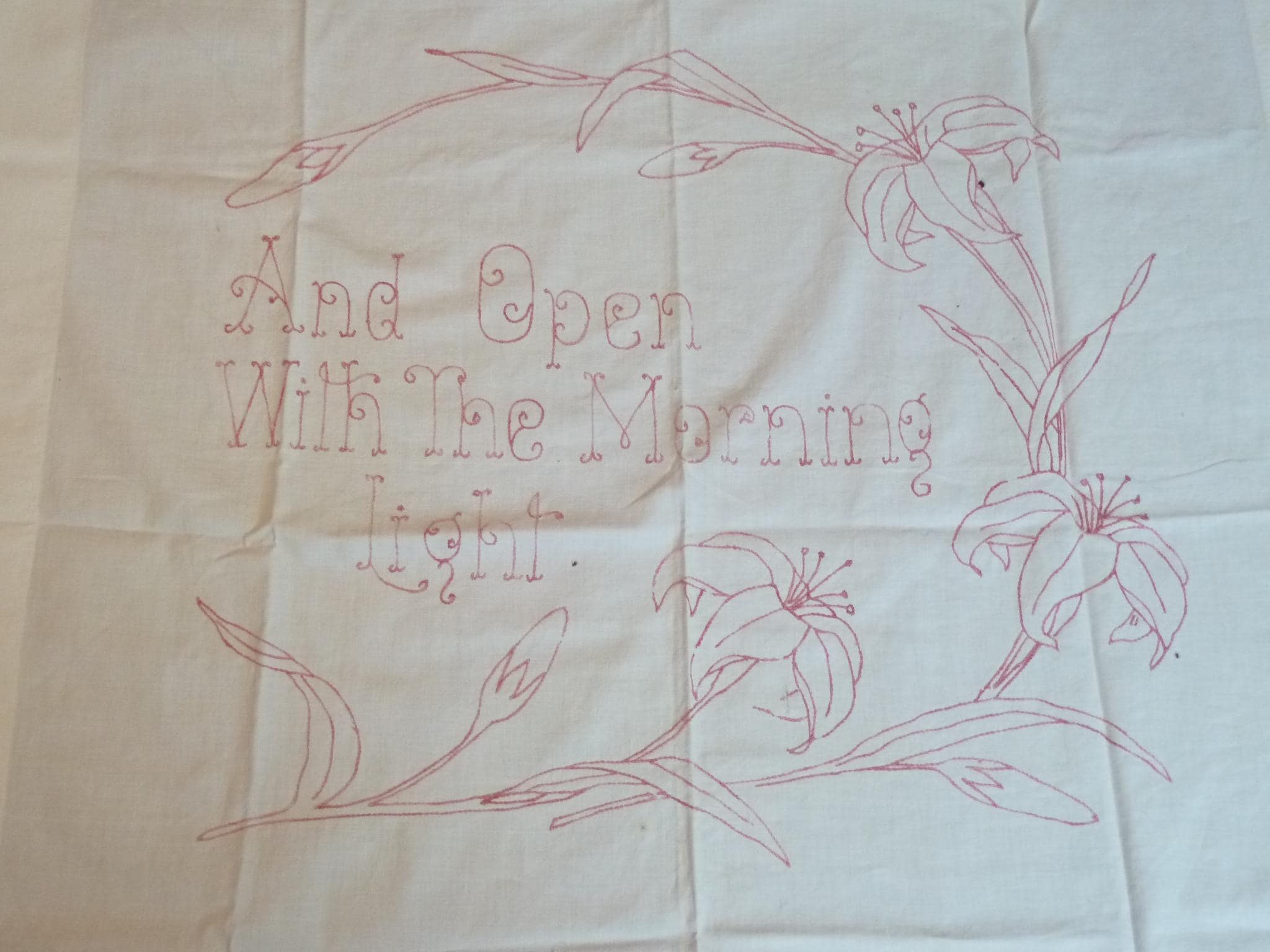 Victorian Layover Pillow Sham-embroidered Good Morning Antique