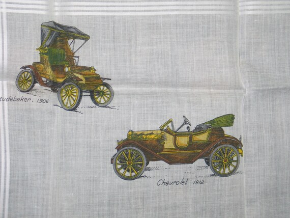 Vintage Hanky Antique Cars Souvenir Handkerchief … - image 2