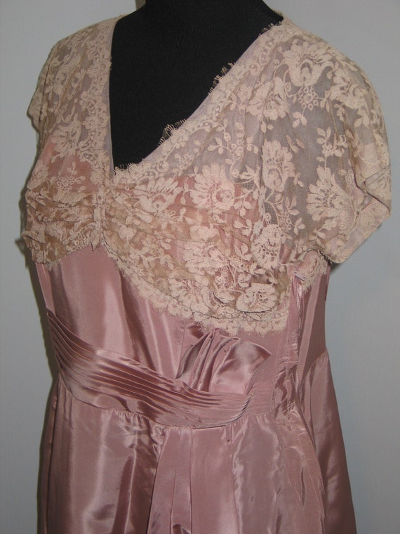 Vintage Dress 1940s 1950s-Shimmery Rose Pink Form… - image 2