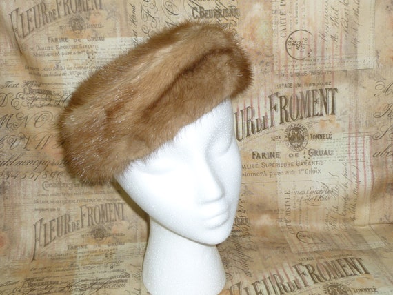 Classic Chic Pill Box Hat Vintage Mink "Jackie O"
