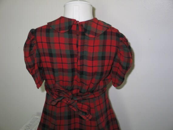 Vintage Dress Mid Century Young Girls Red Green R… - image 7