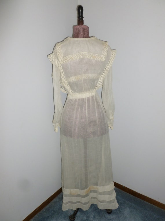 Antique Edwardian Wrap Dress Handmade Bobbin Lace… - image 7