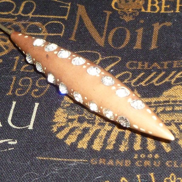 Antique HAT PIN Victorian Rhinestone Bakelite? Hat Pin-Crystal Paste Hatpin Antique Vintage Jewelry