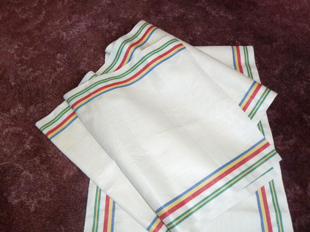 NOS Antique Toweling Linen 5+ Yards Vintage Table Runner Fabric Crash ...