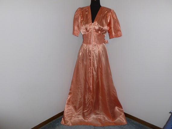 Vintage Dress 1940s Dress Liquid Satin Debutante~P