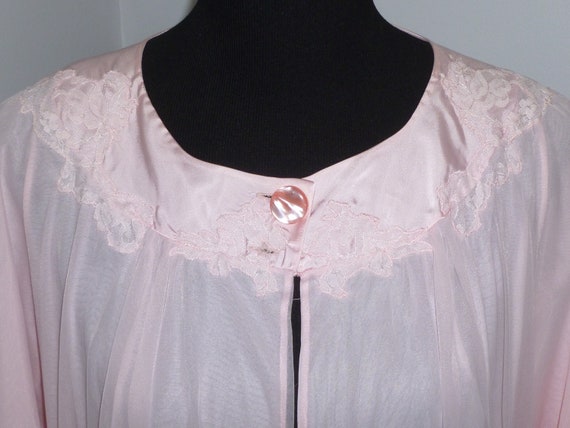 Vintage Pink Robe & NightGown 1960s Sheer Nylon S… - image 2