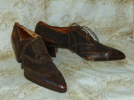 Antique Edwardian Oxford Shoes 1900s-Womans Brown… - image 3