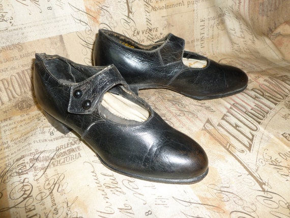 Fabulous Antique Edwardian Shoes-Mary Jane Button… - image 1