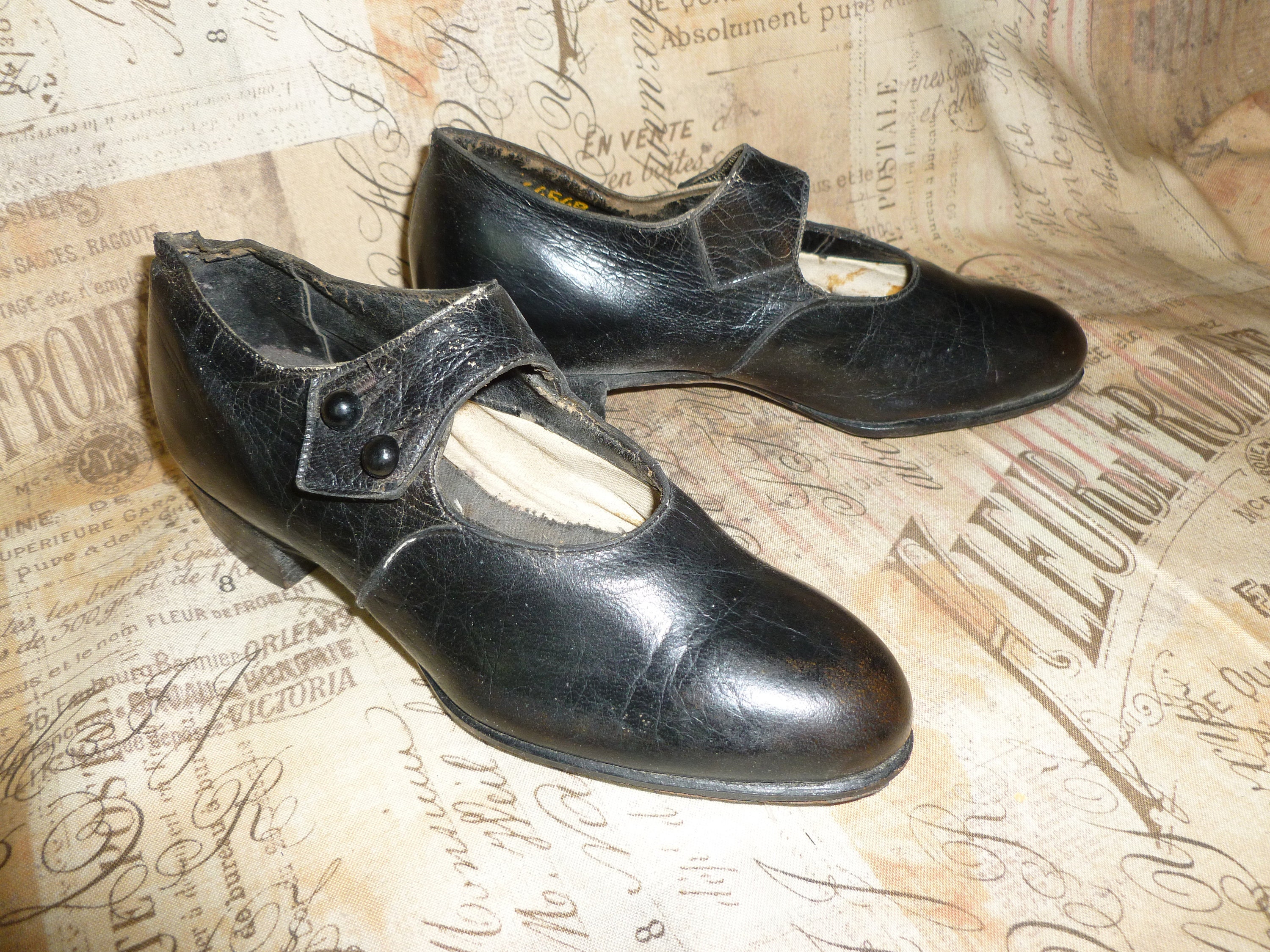 Fabulous Antique Edwardian Shoes-mary Jane Button Young Girls