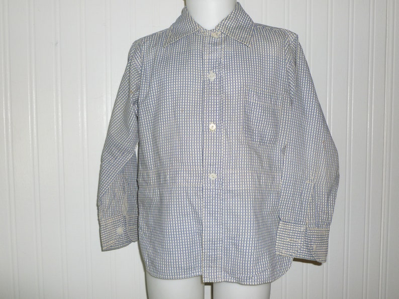 Sweet Antique Boys Shirt Childs Homespun Primitive Viintage-blue white Pioneer image 1