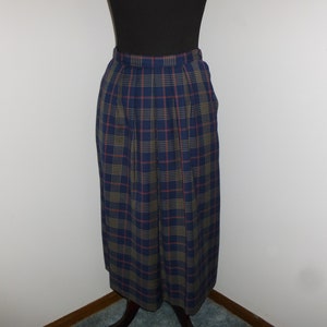 Vintage Pendleton Skirt Blue Green Tartan Plaid Wool Made in USA - Size 6