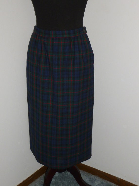 Vintage Pendleton Skirt ARGYLE Clan Red Black Tar… - image 2