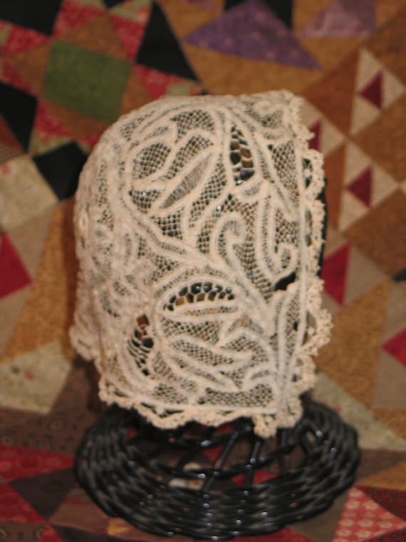 Baby Bonnet-circa 1800s French Antique Mixed Lace 