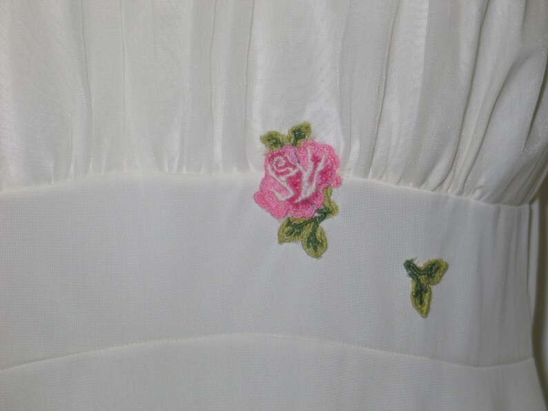 Vintage LAROS Slip Lace Night Gown 1950s 1960s Full Slip Night Gown White