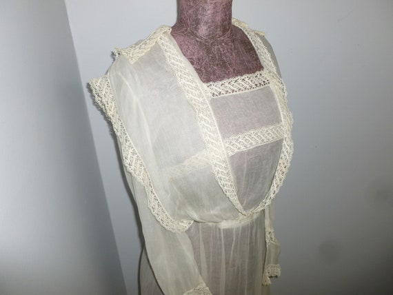 Antique Edwardian Wrap Dress Handmade Bobbin Lace… - image 3