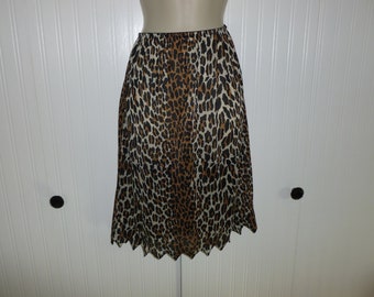 Vintage LEOPARD Print Half Slip 1950s-1960s Nylon Costume-Stage Photo Prop-Cave Woman