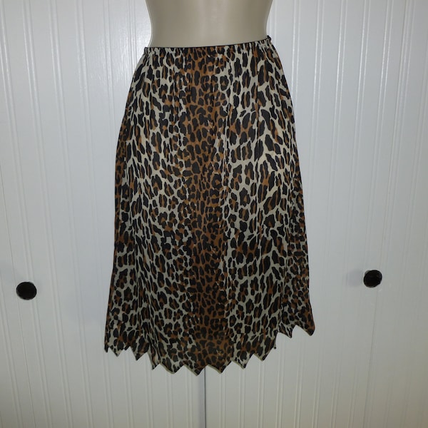 Vintage LEOPARD Print Half Slip 1950s-1960s Nylon Costume-Stage Photo Prop-Cave Woman