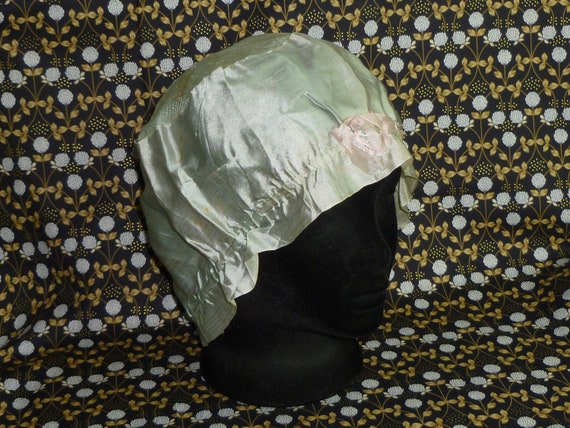 Antique Boudoir Night Cap Silk Vintage Edwardian … - image 1