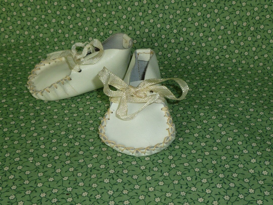 Darling Antique Doll Shoes Vintage White Leather Shoesfrench German